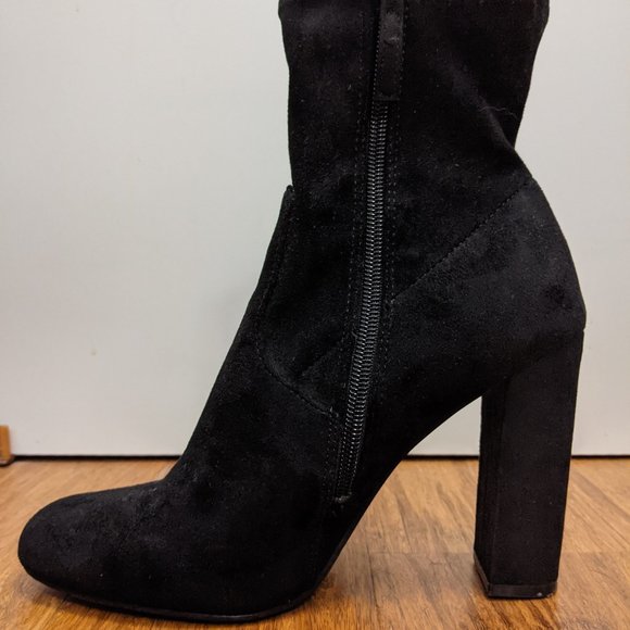 Black Suede Ankle Sock Boots - Picture 3 of 4